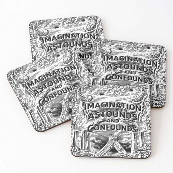 Item preview, imagination astounds dark age black and white typographic abstract designed and sold by SmashingDeals.