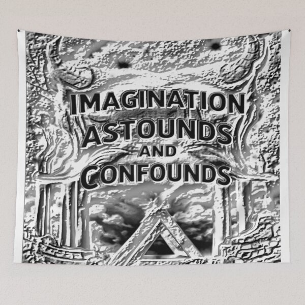 Item preview, imagination astounds dark age black and white typographic abstract designed and sold by SmashingDeals.