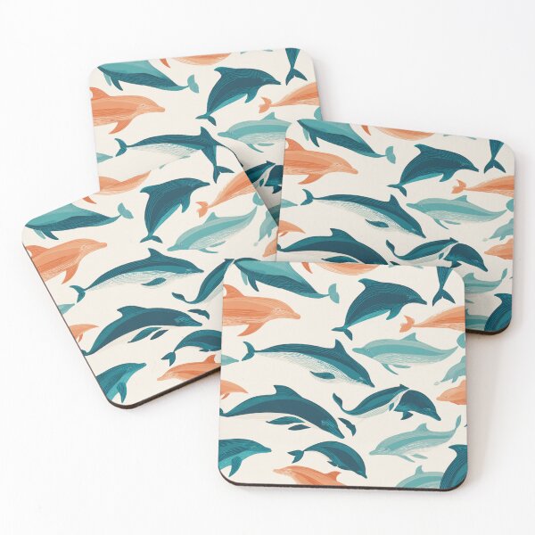 Item preview, Stylized Dolphin Pattern Ocean Life Marine Mammal designed and sold by NicolasGlowArt.