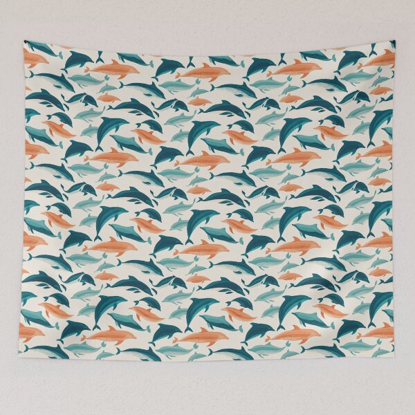 Item preview, Stylized Dolphin Pattern Ocean Life Marine Mammal designed and sold by NicolasGlowArt.