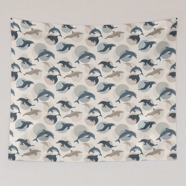 Item preview, Serene Dolphin Ocean Marine Life Pattern Art designed and sold by NicolasGlowArt.