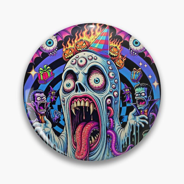 Item preview, Happy Halloween Neon Monster Freakshow - Psychedelic Drooling Skull Party designed and sold by David Brookes Digital.