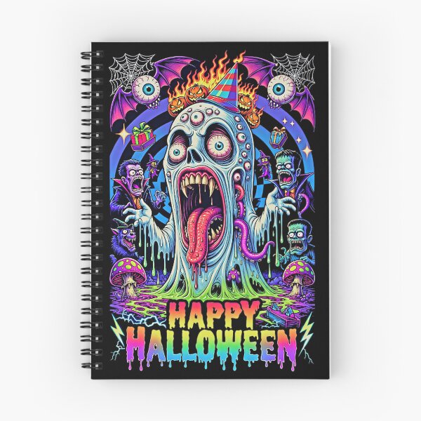 Item preview, Happy Halloween Neon Monster Freakshow - Psychedelic Drooling Skull Party designed and sold by David Brookes Digital.