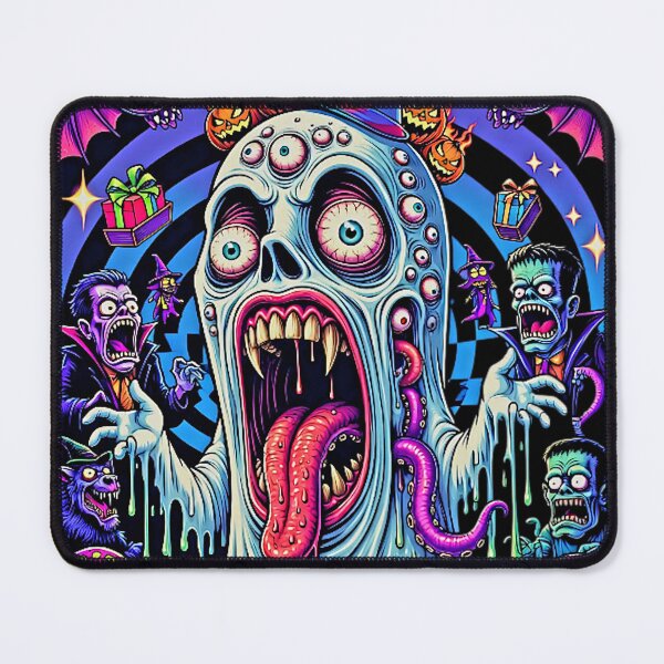 Item preview, Happy Halloween Neon Monster Freakshow - Psychedelic Drooling Skull Party designed and sold by David Brookes Digital.