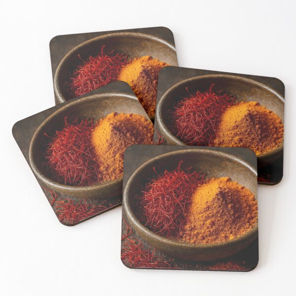 Item preview, Saffron Powder and Threads in Rustic Brown Ceramic Bowl – Culinary Spice Concept designed and sold by EmeraldeaArt.