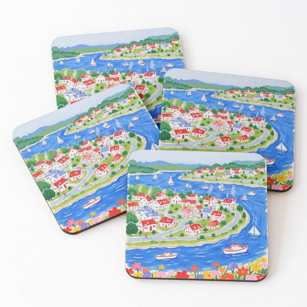 Item preview, Little Coastal Town Illustration  designed and sold by Taika Tori Art .