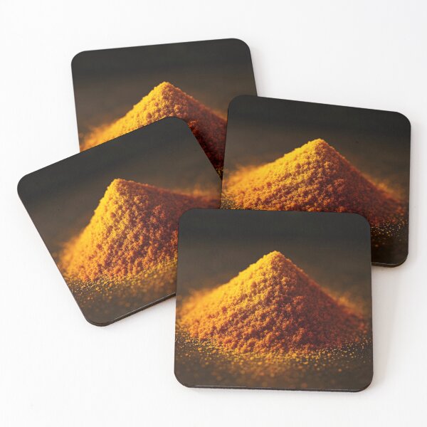 Item preview, Yellow Turmeric Powder Pile on Black Background – Bold Spice Contrast designed and sold by EmeraldeaArt.