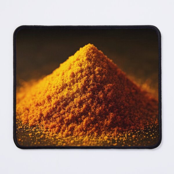 Item preview, Yellow Turmeric Powder Pile on Black Background – Bold Spice Contrast designed and sold by EmeraldeaArt.