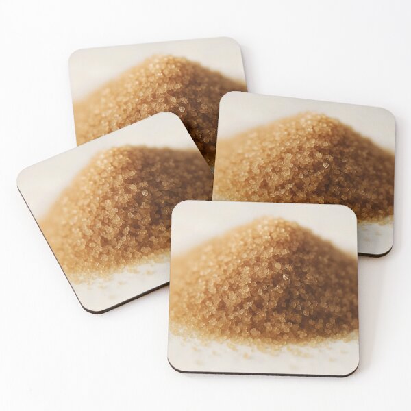 Item preview, Brown Cane Sugar Crystals on White Background – Close-Up Grain Texture designed and sold by EmeraldeaArt.