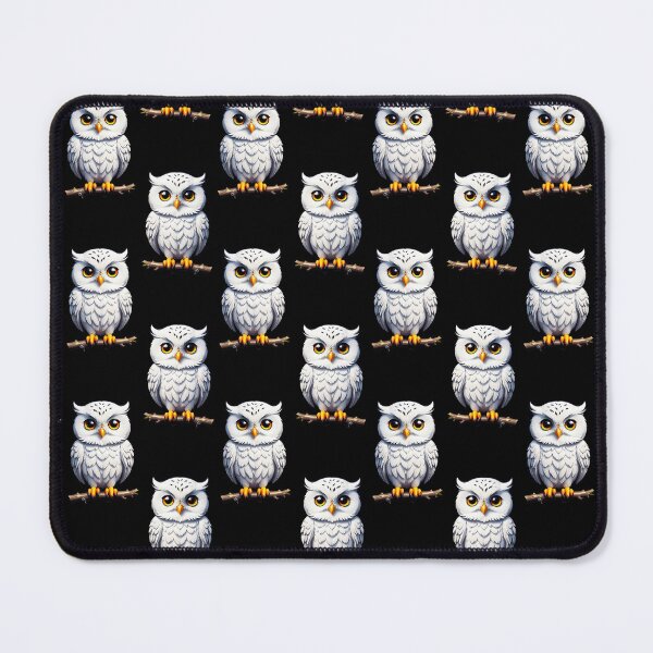 Item preview, Cute Little White Owls - Black designed and sold by PatternTitan.