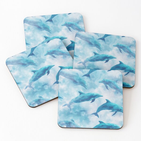 Item preview, Blue Watercolor Dolphin Seamless Pattern designed and sold by NicolasGlowArt.
