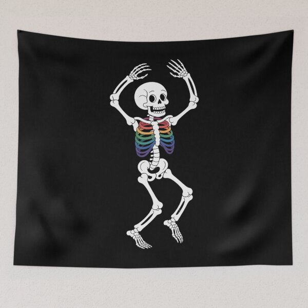 Item preview, Skeleton Dancing Gay Pride LGBTQ Ally Rainbow Flag designed and sold by EllenJast.