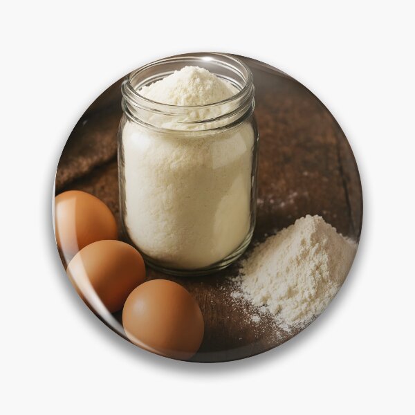 Item preview, Rice Flour in Glass Jar with Eggs and Whisk on Rustic Dark Table – Baking Ingredients Setup designed and sold by EmeraldeaArt.