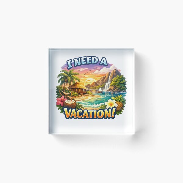 Item preview, Tropical island with the inscription I want a vacation designed and sold by SVITANOK.