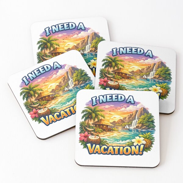 Item preview, Tropical island with the inscription I want a vacation designed and sold by SVITANOK.