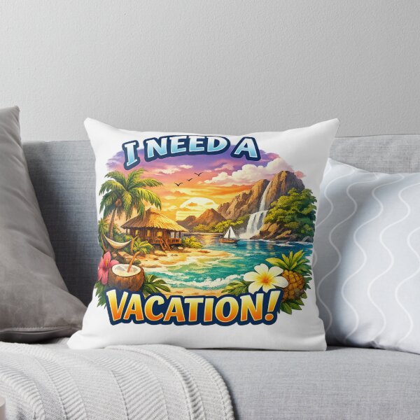 Item preview, Tropical island with the inscription I want a vacation designed and sold by SVITANOK.