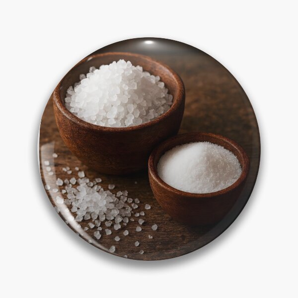 Item preview, Two Small Wooden Bowls with Grainy and Powder Salt – Rustic Culinary Texture designed and sold by EmeraldeaArt.
