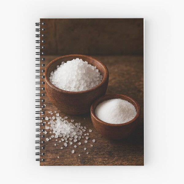 Item preview, Two Small Wooden Bowls with Grainy and Powder Salt – Rustic Culinary Texture designed and sold by EmeraldeaArt.