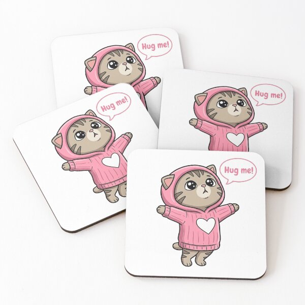Item preview, Cute Cat Hug Me Pink Hoodie Heart Sticker designed and sold by Jullie999.