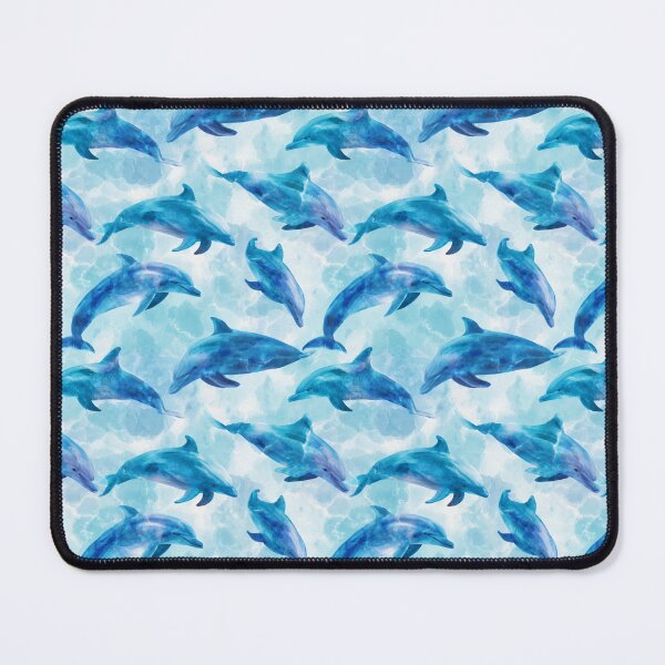 Item preview, Blue Watercolor Dolphins Seamless Ocean Pattern Art designed and sold by NicolasGlowArt.
