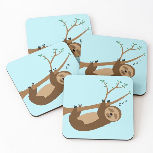 Item preview, Kawaii-style sloths sleeping hanging from a branch designed and sold by Martapp.