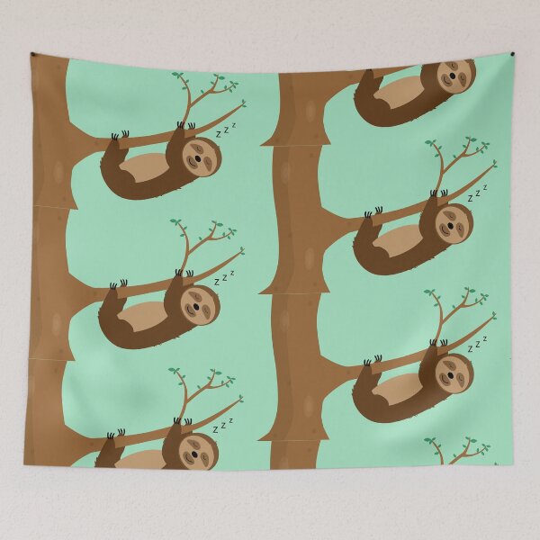 Item preview, Kawaii-style sloths sleeping hanging from a branch designed and sold by Martapp.