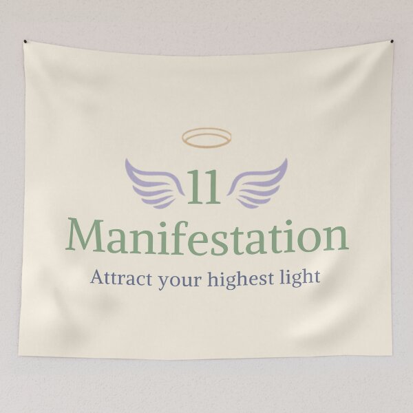 Item preview, II Manifestation Number – Attract your highest light Spiritual Aesthetic Typography Design designed and sold by CosmicQuietLab.