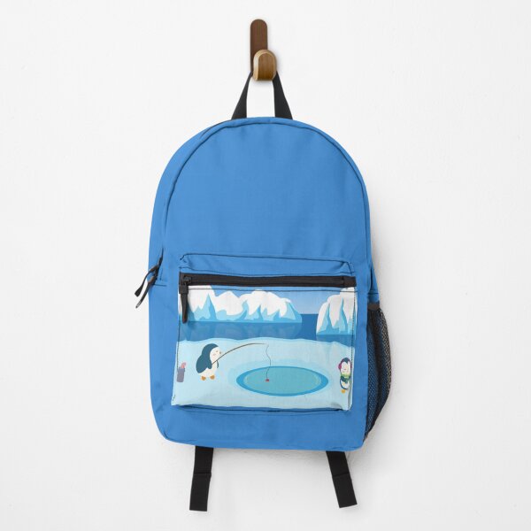 Item preview, Pair of penguins fishing in a hole in the ice with icebergs in the background. designed and sold by Martapp.