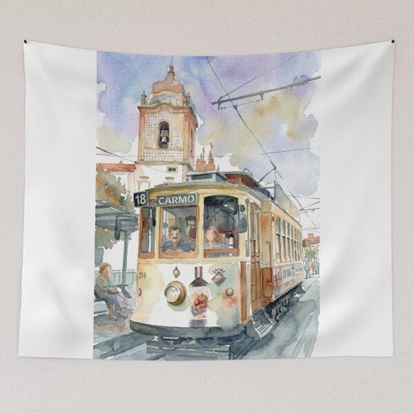 Item preview, Porto Vintage Tram Watercolor designed and sold by caracatita75.