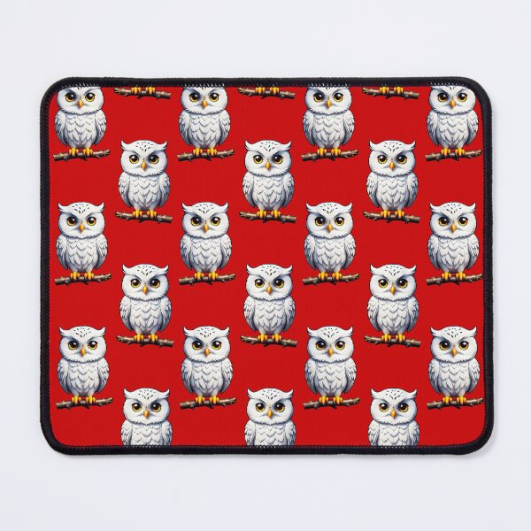 Item preview, Cute Little White Owls - Red designed and sold by PatternTitan.