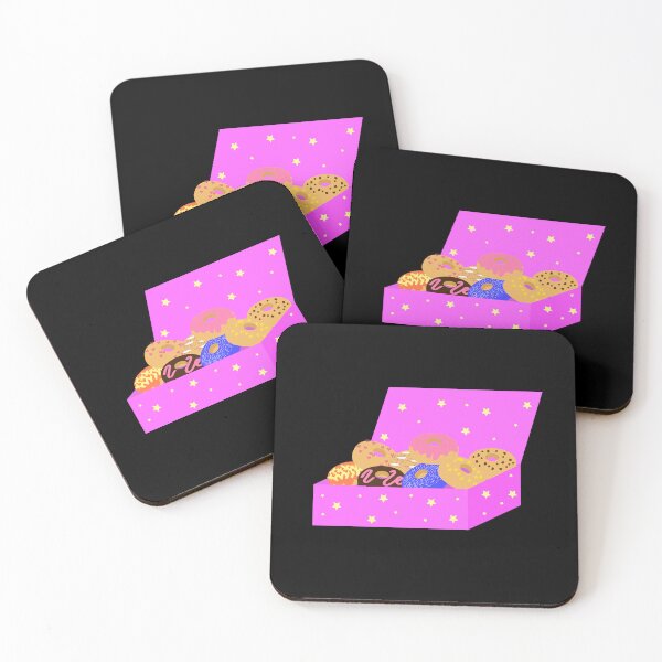 Item preview, Pink and star-studded box full of glazed donuts of many types. designed and sold by Martapp.