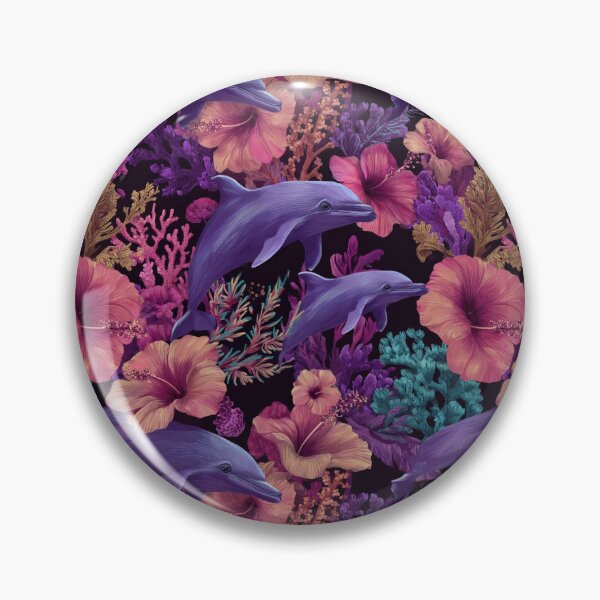 Item preview, Purple Dolphin Hibiscus Coral Reef Ocean Design designed and sold by NicolasGlowArt.