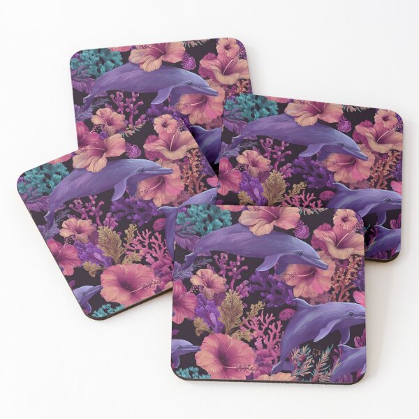 Item preview, Purple Dolphin Hibiscus Coral Reef Ocean Design designed and sold by NicolasGlowArt.