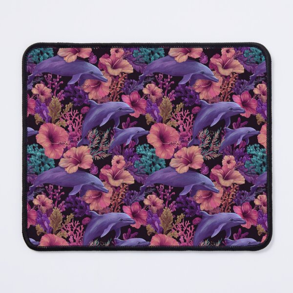 Item preview, Purple Dolphin Hibiscus Coral Reef Ocean Design designed and sold by NicolasGlowArt.