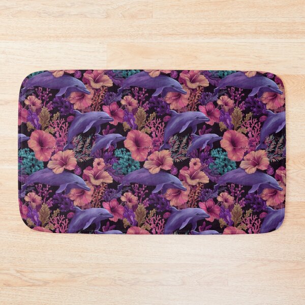 Item preview, Purple Dolphin Hibiscus Coral Reef Ocean Design designed and sold by NicolasGlowArt.