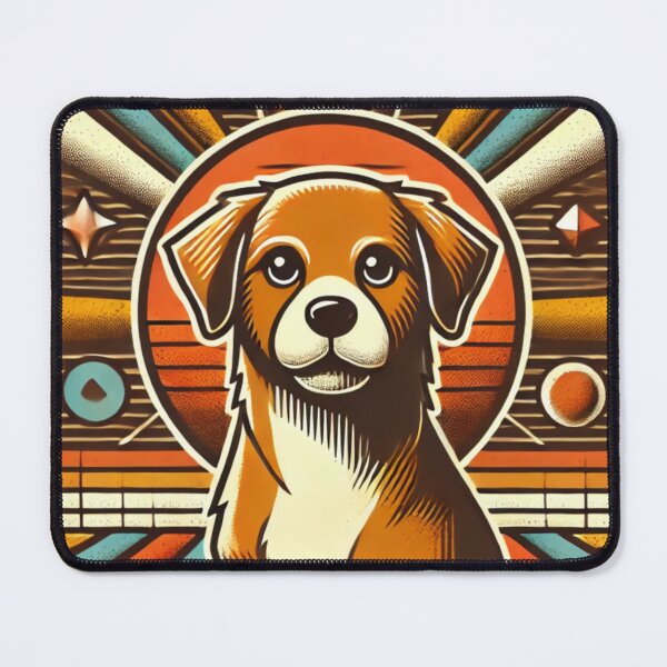 Item preview, Retro Dog with Geometric Background and Cosmic Elements designed and sold by carries-anatomy.
