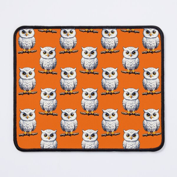Item preview, Cute Little White Owls - Orange designed and sold by PatternTitan.