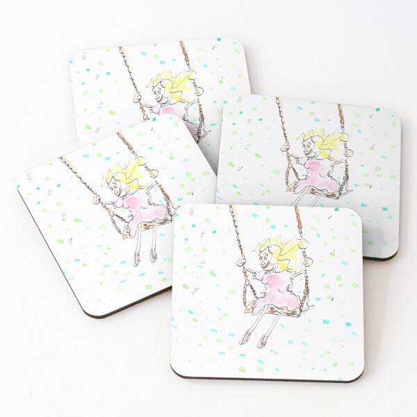 Item preview, Happy girl on a swing, happy days designed and sold by Inky Fingers Illustrations.