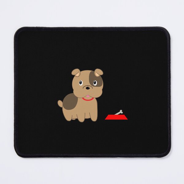 Item preview, Cute brown bulldog puppy with bone stains inside his red plate. Ideal to give to dog and animal lovers. designed and sold by Martapp.