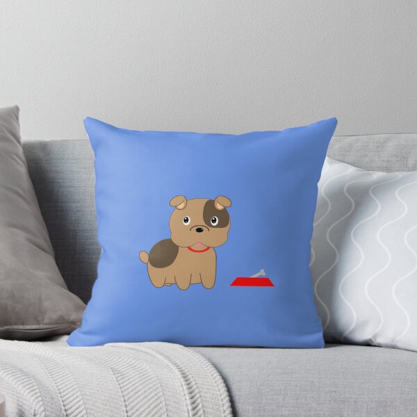 Item preview, Cute brown bulldog puppy with bone stains inside his red plate. Ideal to give to dog and animal lovers. designed and sold by Martapp.