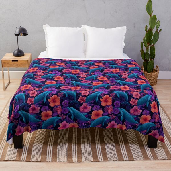 Item preview, Vibrant Dolphin Hibiscus Tropical Floral Pattern designed and sold by NicolasGlowArt.