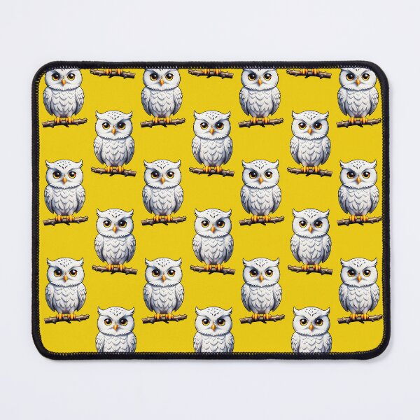 Item preview, Cute Little White Owls - Yellow  designed and sold by PatternTitan.