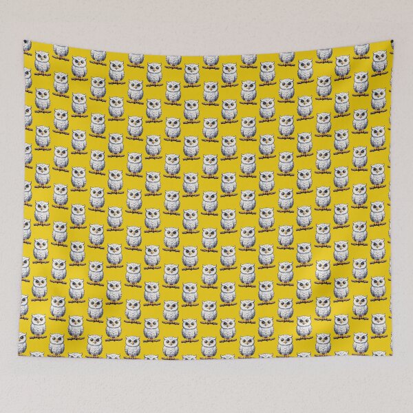 Item preview, Cute Little White Owls - Yellow  designed and sold by PatternTitan.