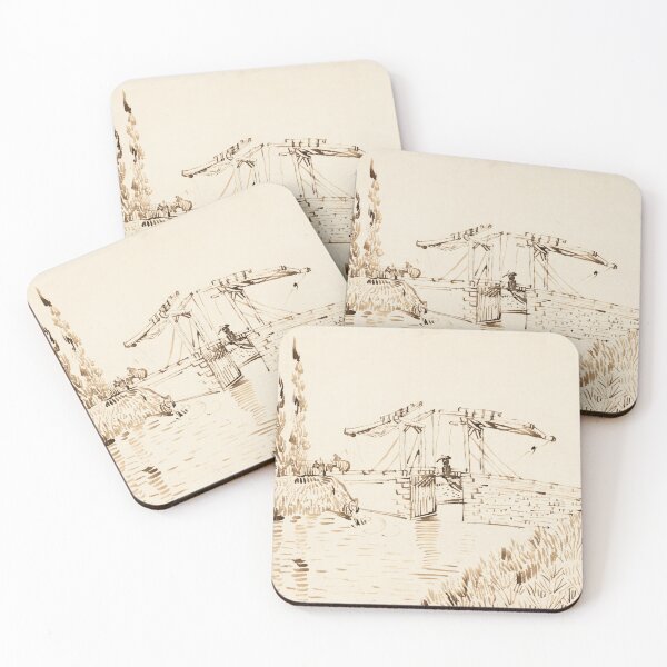 Item preview, The Langlois Bridge by Vincent van Gogh: Sepia Landscape Fine Art Print designed and sold by artofuniverse.