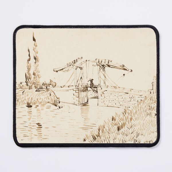 Item preview, The Langlois Bridge by Vincent van Gogh: Sepia Landscape Fine Art Print designed and sold by artofuniverse.