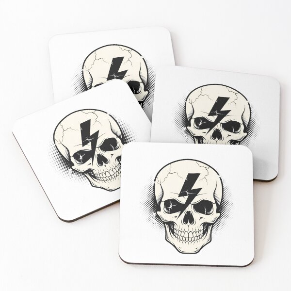 Item preview, a stylized illustration of a skull with a grunge aesthetic and a lightning bolt symbol designed and sold by VerizalShop.