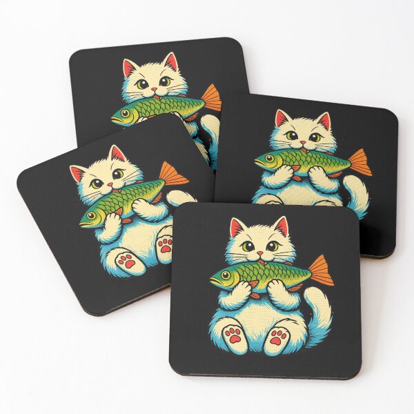 Item preview, Cute Cat Holding Fish designed and sold by MoonfurStudio.