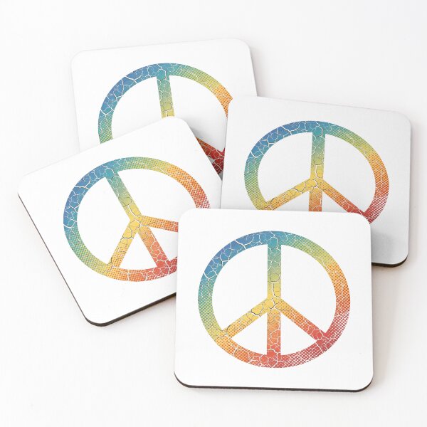 Item preview, A colorful peace sign with a cracked texture on a black background, symbolizing freedom and love designed and sold by VerizalShop.