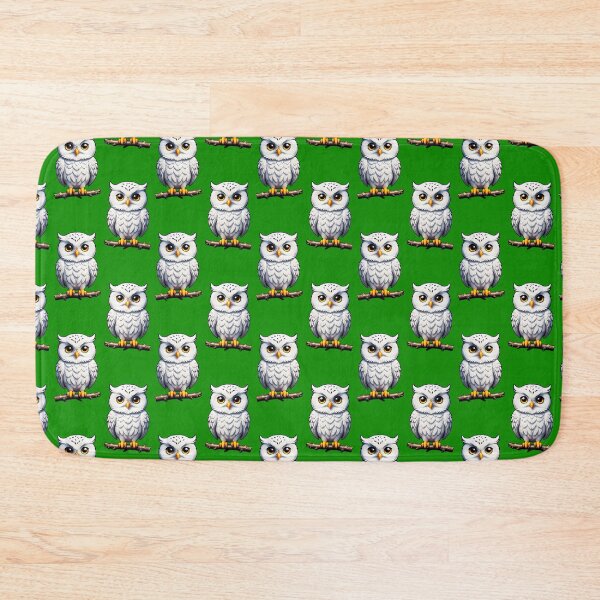 Item preview, Cute Little White Owls - Green  designed and sold by PatternTitan.