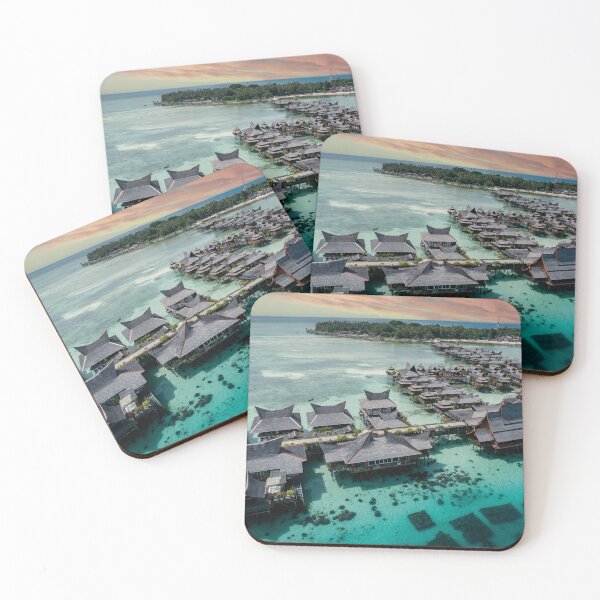 Item preview, Mabul Island Water Bungalow Resort in Malaysia at sunset designed and sold by Mauswohn.
